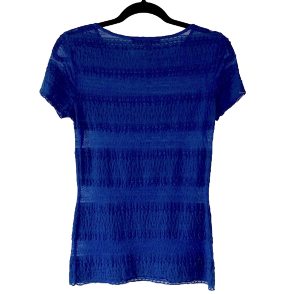 𝅺BCBGMaxAzria Royal Blue Lace T-Shirt - S - Picture 2 of 4